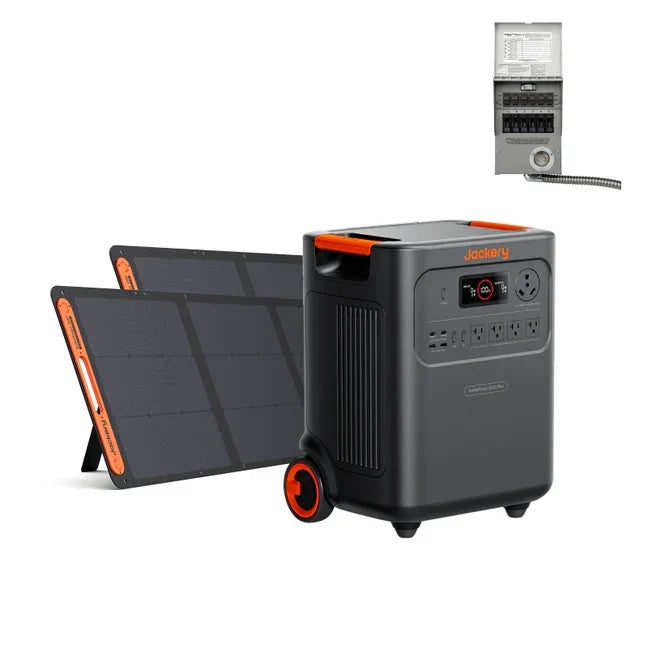 Jackery HomePower 3600 Plus Portable Power Station with 2x 200W Solar Panels, 3600W AC Output, 3584Wh LFP Solar Generator, Expandable up to 21kWh, Essential Home Backup for Home Use, Emergencies, RV