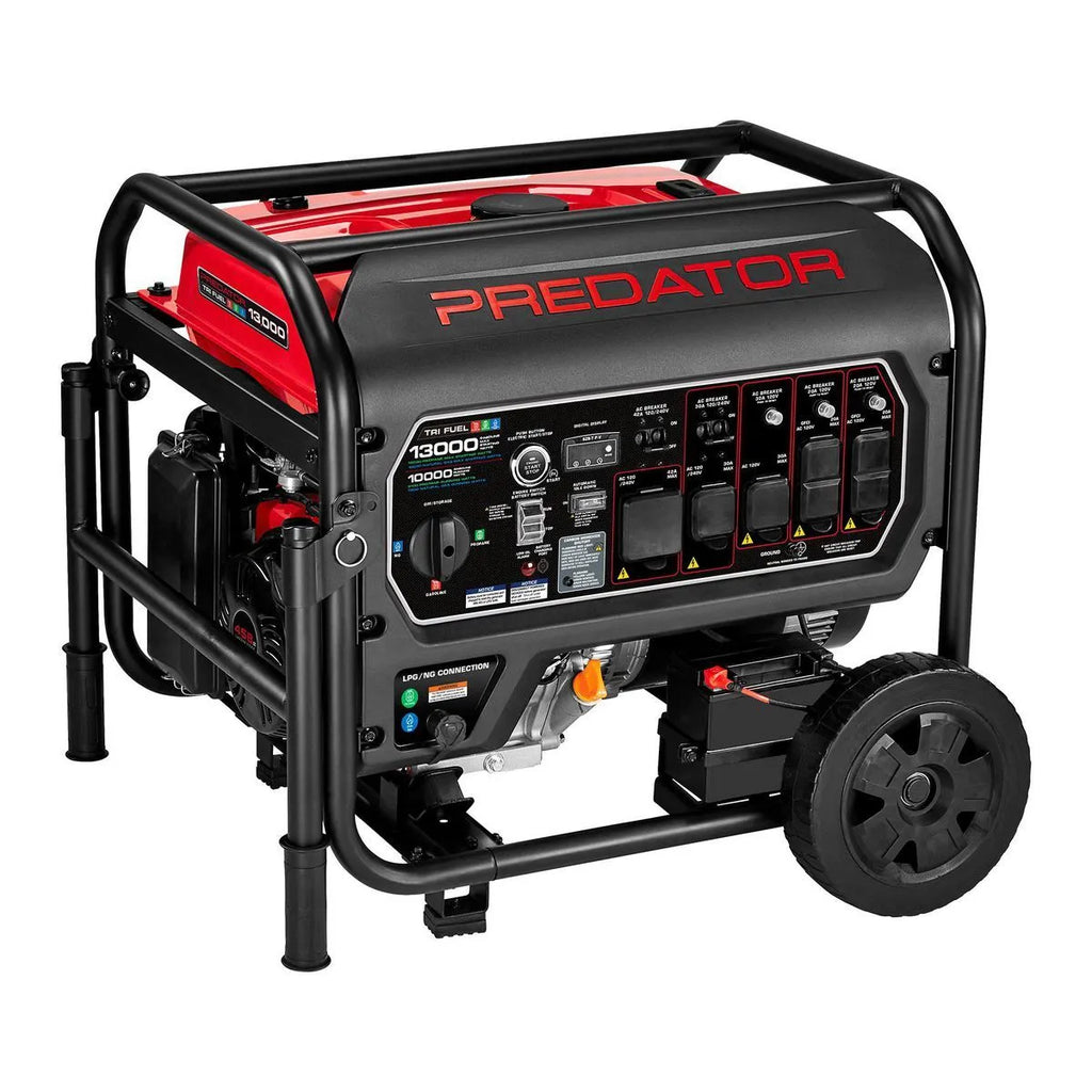 PREDATOR 13,000 Watt Tri-Fuel Portable Generator with Remote Start and CO SECURE Technology, 49-State Compliant