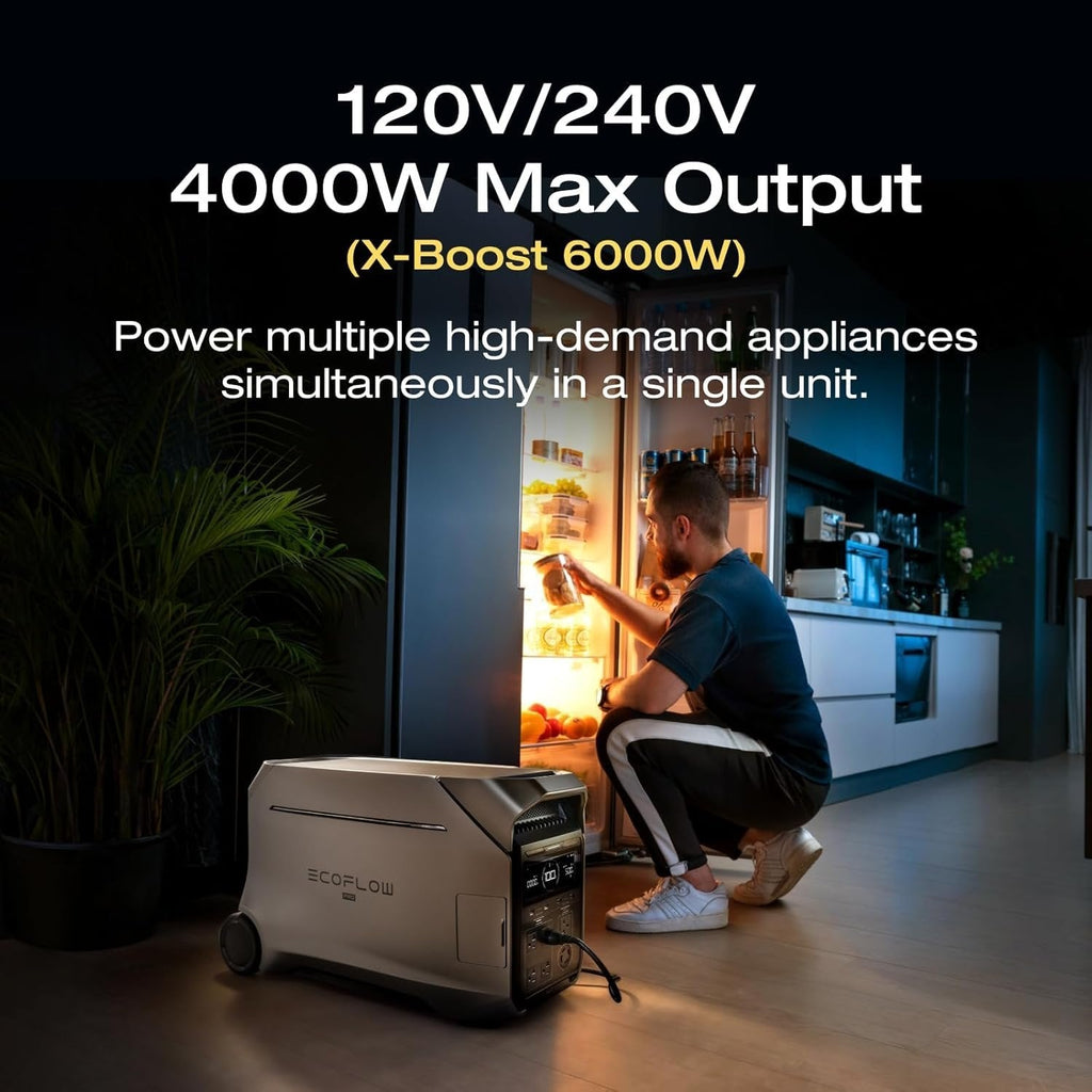 EcoFlow DELTA Pro 3 Portable Power Station with 4000W Output, 120/240V Split-Phase, LFP Battery, and X-Stream Fast Charging