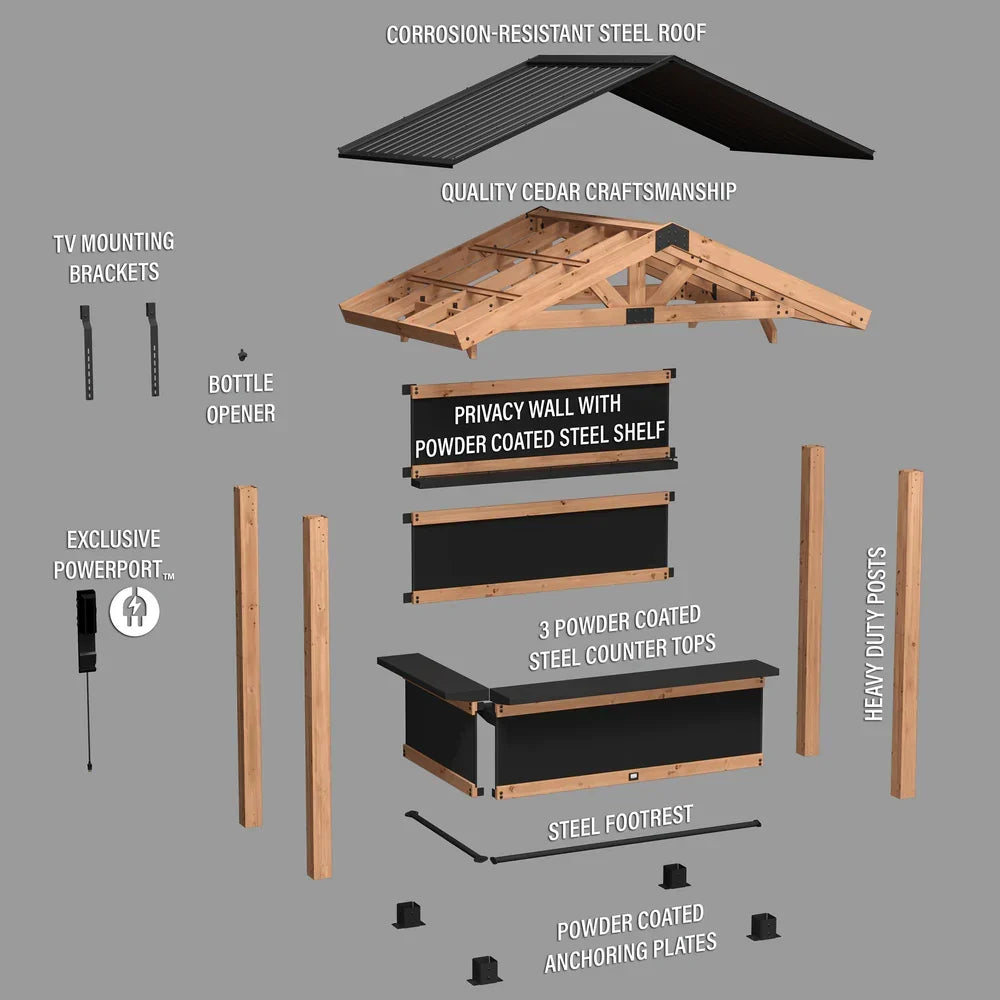 Backyard Discovery 9X6 Palisade Cedar & Steel Outdoor Bar