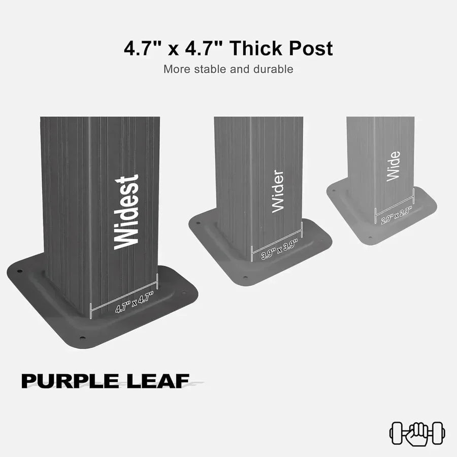 PURPLE LEAF 10X14 Patio Gazebo for Backyard Grey Hardtop Galvanized Steel Roof Awning with Upgrade Curtain