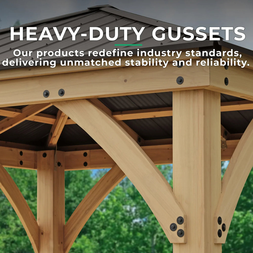 Yardistry Meridian 12x12 Cedar Gazebo with Aluminum Roof