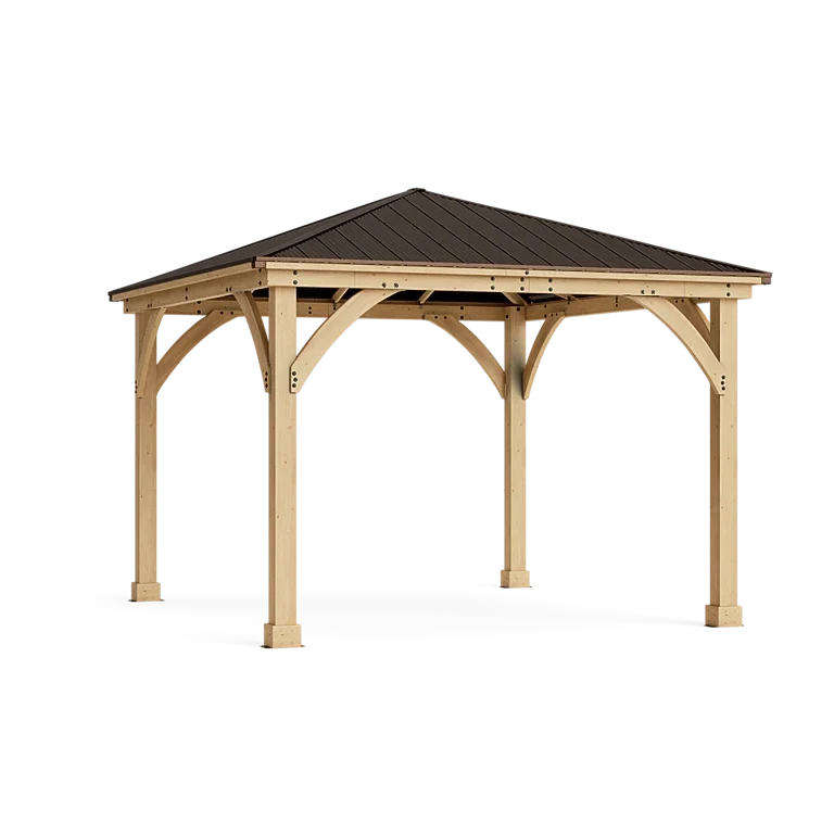 Yardistry Meridian 12x12 Cedar Gazebo with Aluminum Roof