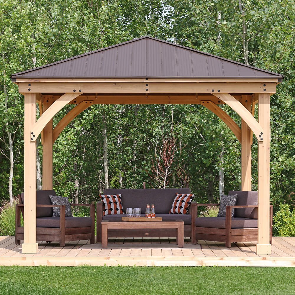 Yardistry Meridian 12x12 Cedar Gazebo with Aluminum Roof