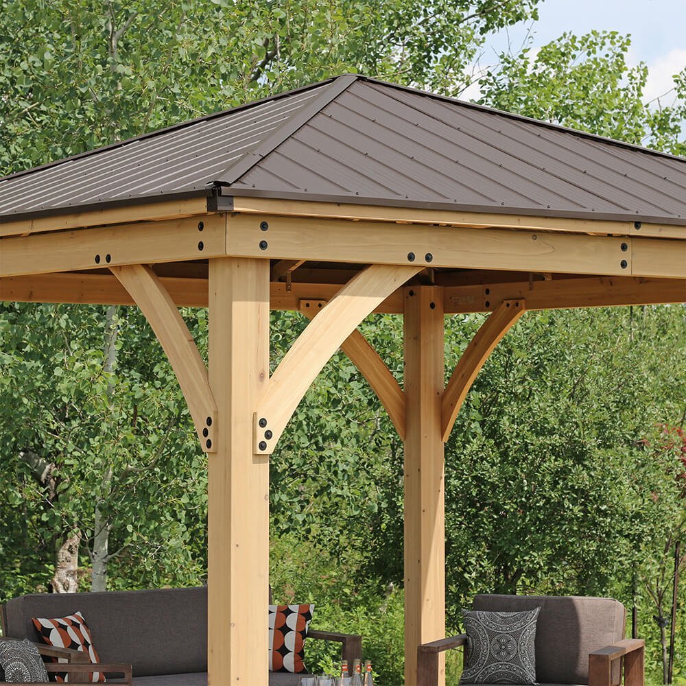 Yardistry Meridian 12x12 Cedar Gazebo with Aluminum Roof
