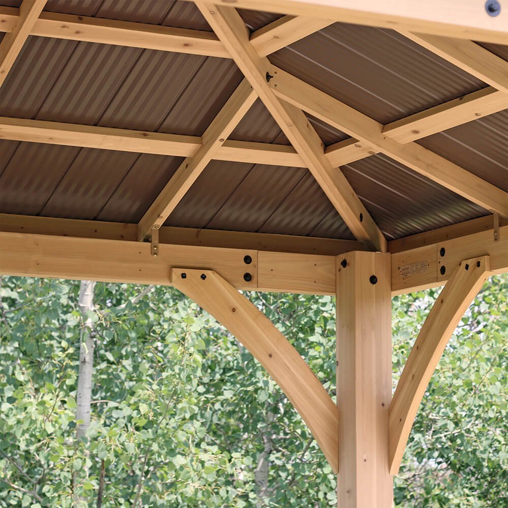 Yardistry Meridian 12x12 Cedar Gazebo with Aluminum Roof