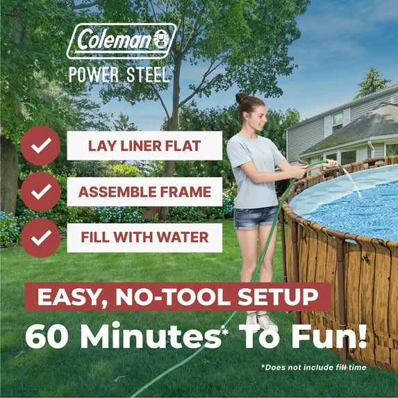 Coleman Power Steel 22 ft. x 52 in. Round Metal Frame Above Ground Pool Set