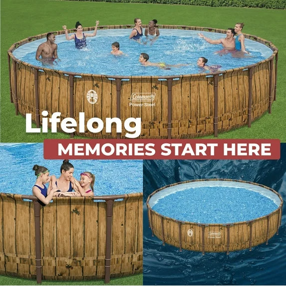 Coleman Power Steel 22 ft. x 52 in. Round Metal Frame Above Ground Pool Set