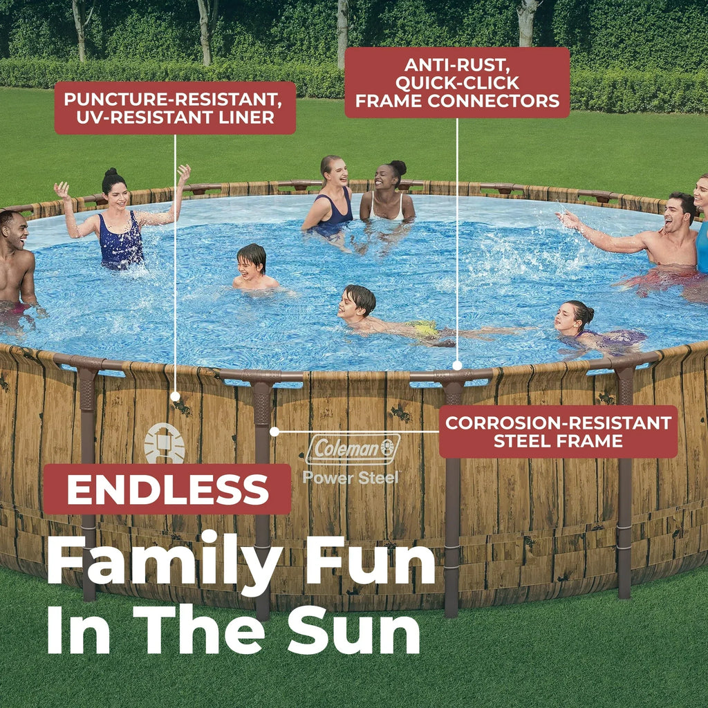 Coleman Power Steel 22 ft. x 52 in. Round Metal Frame Above Ground Pool Set