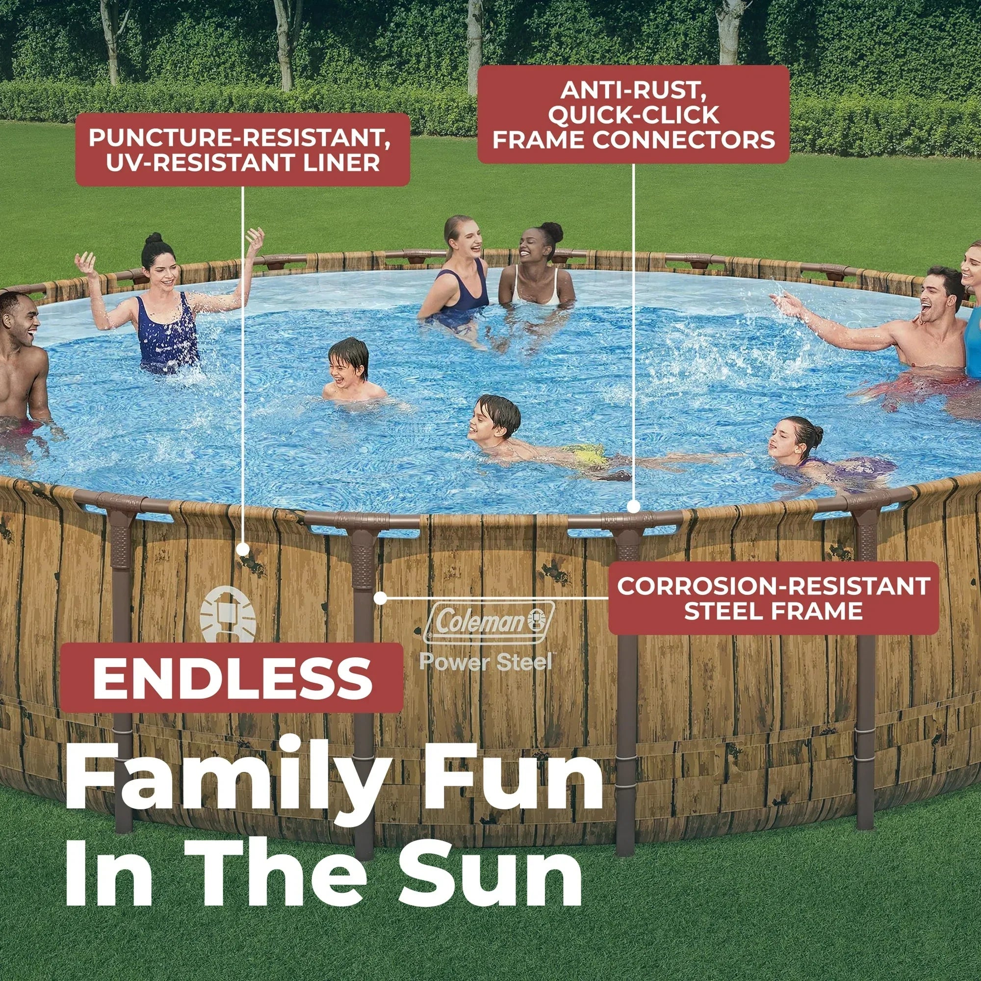 Coleman Power Steel 22 ft. x 52 in. Round Metal Frame Above Ground Pool Set