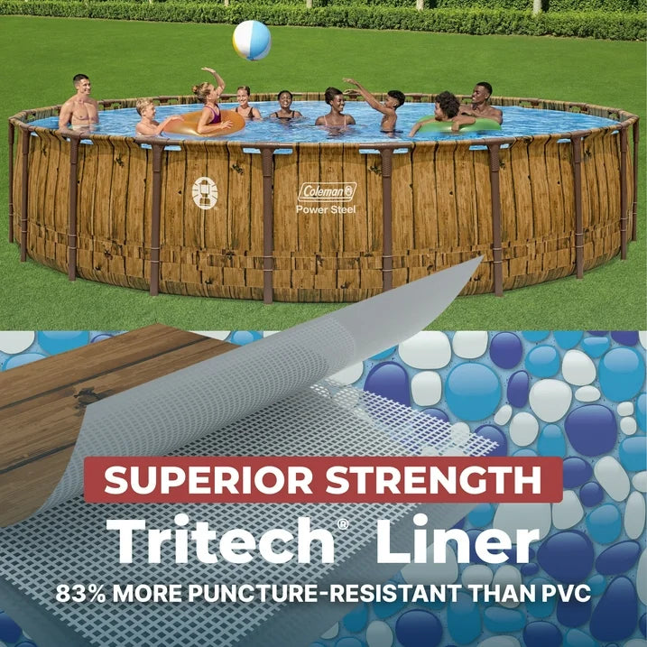 Coleman Power Steel 22 ft. x 52 in. Round Metal Frame Above Ground Pool Set