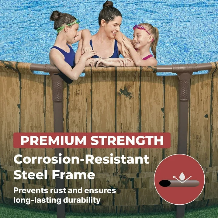 Coleman Power Steel 22 ft. x 52 in. Round Metal Frame Above Ground Pool Set