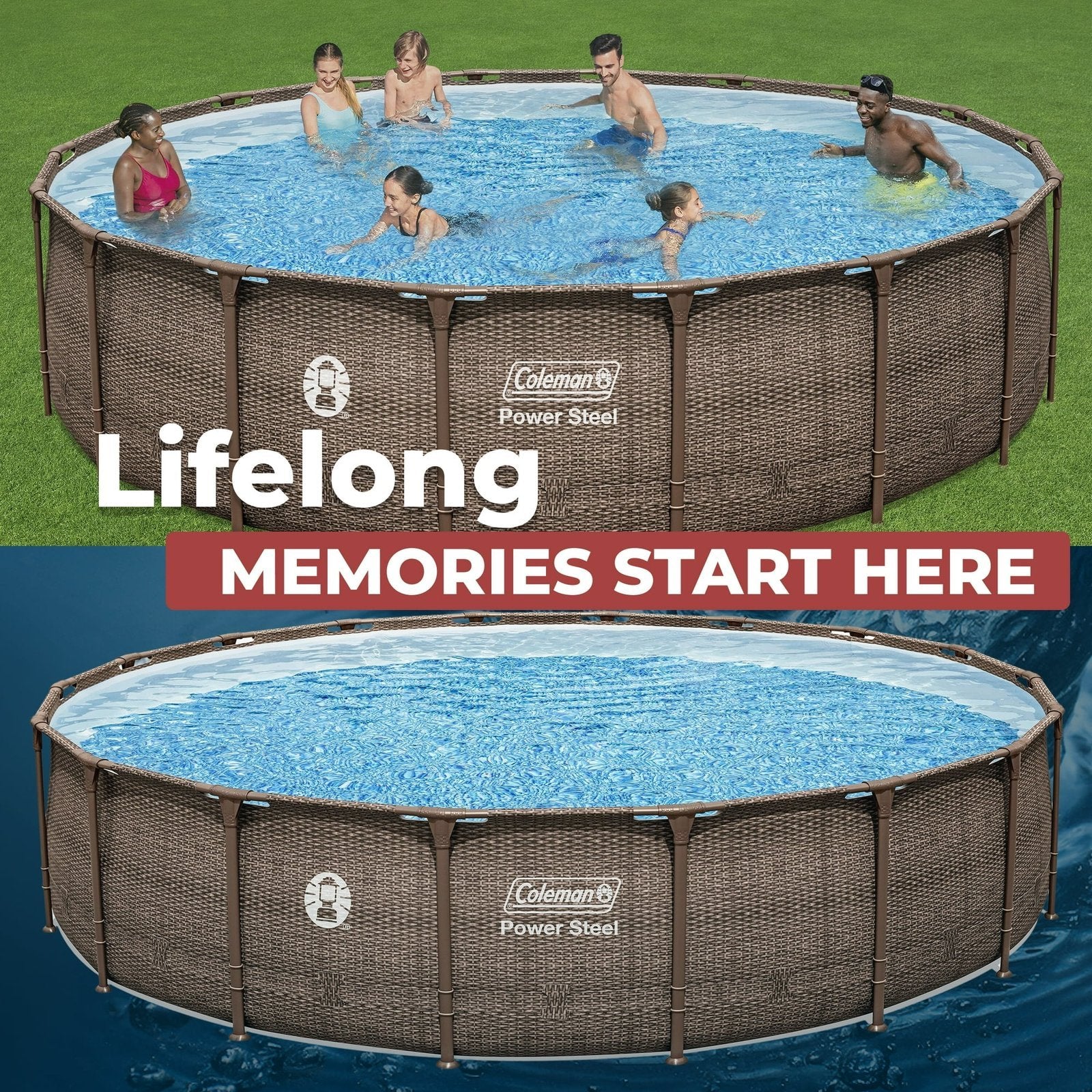 Coleman Power Steel 18 ft. x 48 in. Round Metal Frame Above Ground Pool Set