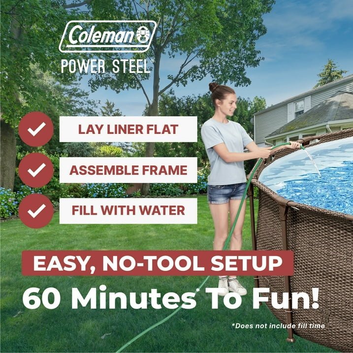 Coleman Power Steel 18 ft. x 48 in. Round Metal Frame Above Ground Pool Set