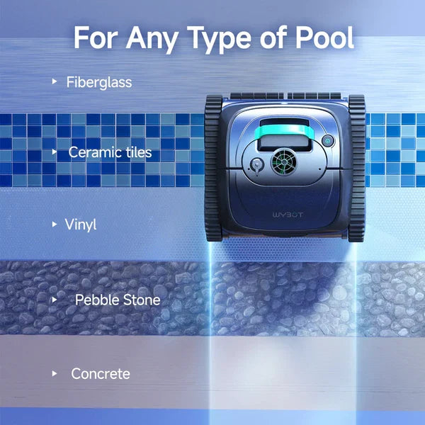 WYBOT C1 Cordless Robotic Pool Cleaner with Triple Motor, Wall Climbing, and Self-Parking