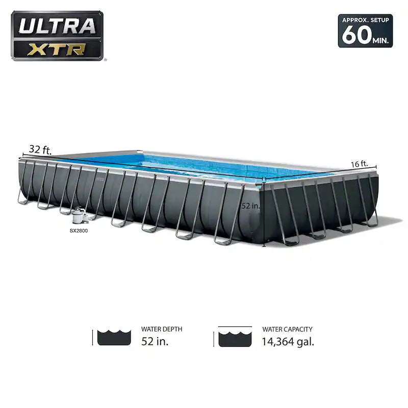 Intex 32' x 16' x 52" Rectangular Ultra XTR Frame Above Ground Swimming Pool Set - 32 ft x 16 ft x 52 in