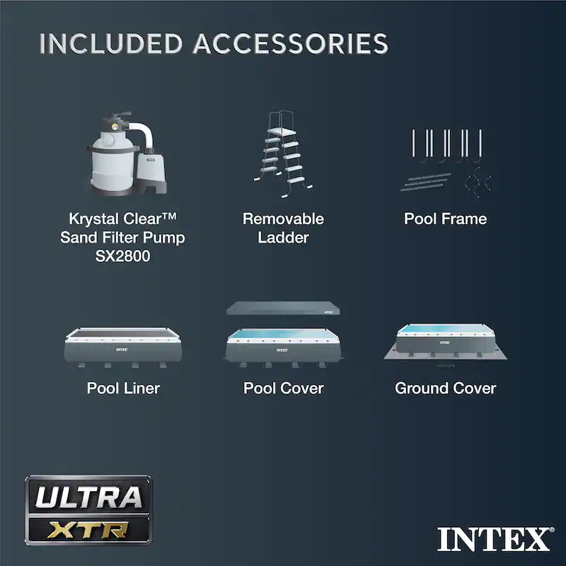 Intex 32' x 16' x 52" Rectangular Ultra XTR Frame Above Ground Swimming Pool Set - 32 ft x 16 ft x 52 in