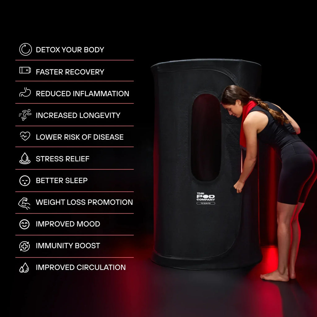 The Pod Company Sauna Pod 2.0 Portable 185°F Dry Heat Sauna with Natural Cotton and Red Light