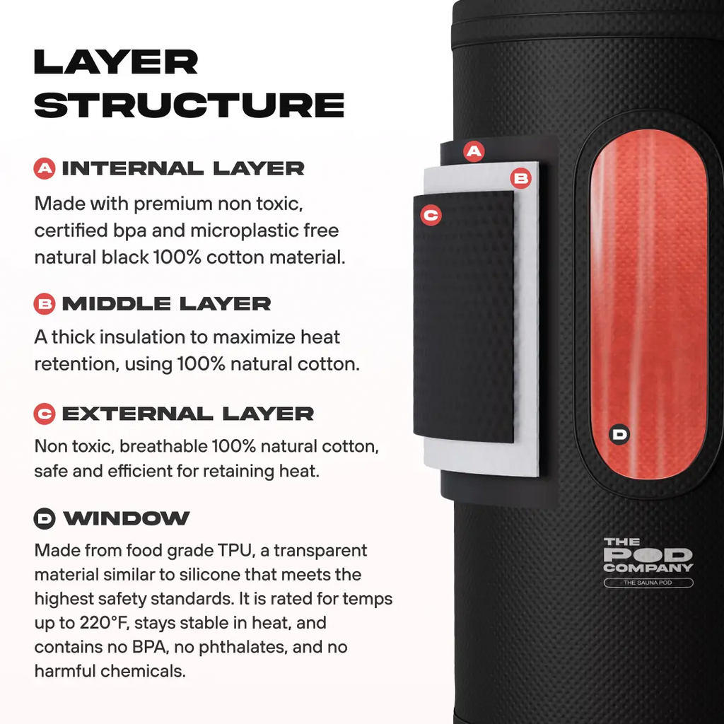 The Pod Company Sauna Pod 2.0 Portable 185°F Dry Heat Sauna with Natural Cotton and Red Light