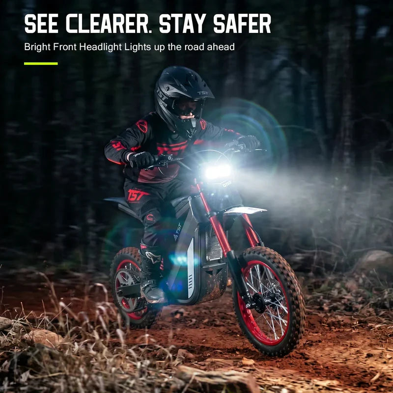 TST GT63 Electric Dirt Bike, 2400W Brushless Hub Motor, 45 MPH Top Speed, 48V 22.5Ah Battery with 50 Mile Range, 210Nm Torque, Front Hydraulic Suspension