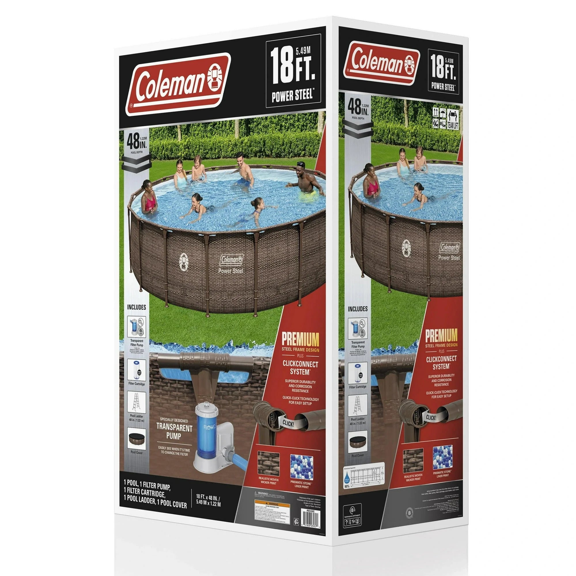 Coleman Power Steel 18 ft. x 48 in. Round Metal Frame Above Ground Pool Set