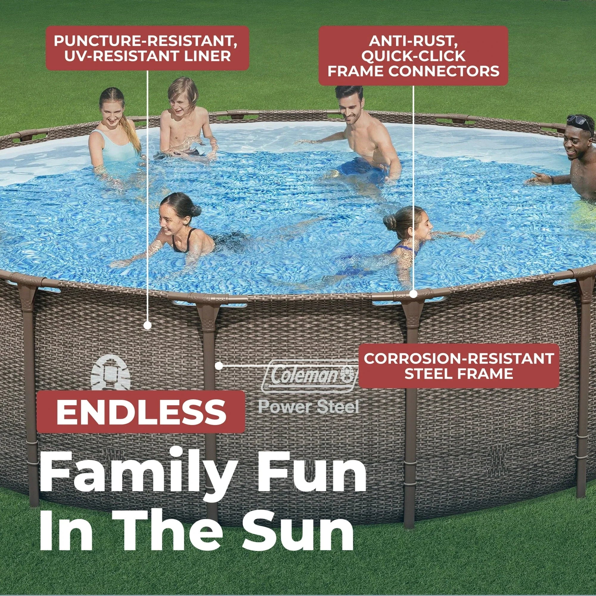 Coleman Power Steel 18 ft. x 48 in. Round Metal Frame Above Ground Pool Set