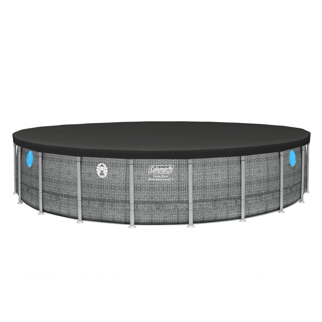 Coleman Power Steel 22’x52” Metal Frame Above Ground Pool w/ Pump, Ladder, & Cover, Gray
