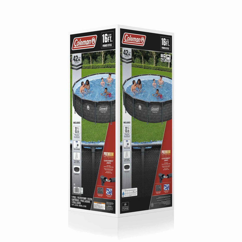 Coleman Power Steel 16 ft. x 42 in. Round Metal Frame Above Ground Pool Set