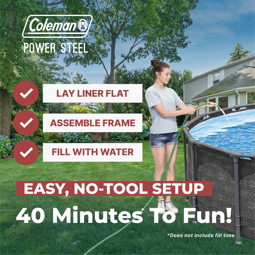 Coleman Power Steel 16 ft. x 42 in. Round Metal Frame Above Ground Pool Set