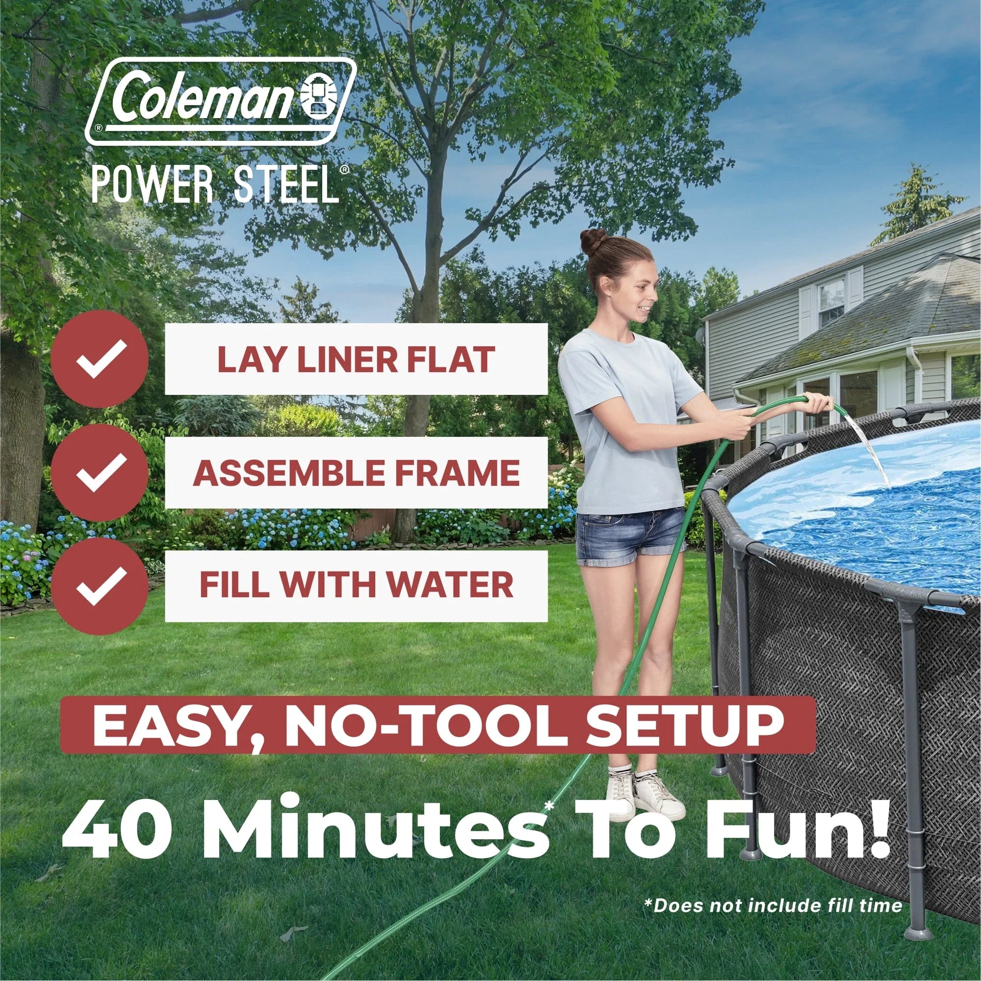 Coleman Power Steel 16 ft. x 42 in. Round Metal Frame Above Ground Pool Set