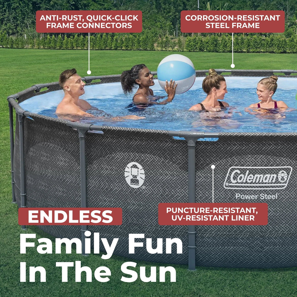 Coleman Power Steel 16 ft. x 42 in. Round Metal Frame Above Ground Pool Set