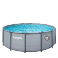 Funsicle Oasis Above Ground Metal Frame Swimming Pool Set – with FB1200S AutoSkimmer Pump, Ladder, Cover, Cloth & Deluxe Maint. Kit, 14' x 48", Round, Gray