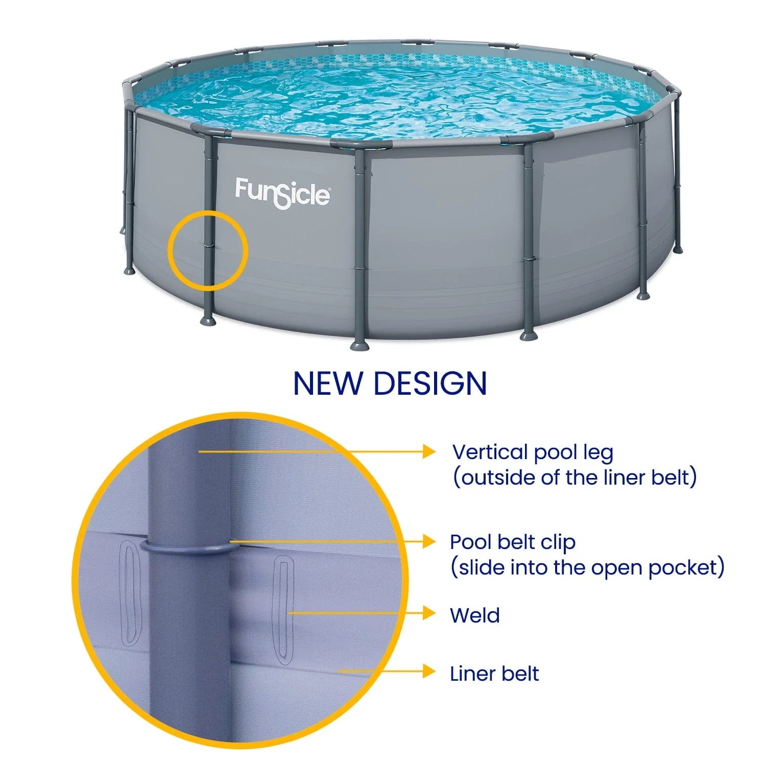 Funsicle Oasis Above Ground Metal Frame Swimming Pool Set – with FB1200S AutoSkimmer Pump, Ladder, Cover, Cloth & Deluxe Maint. Kit, 14' x 48", Round, Gray