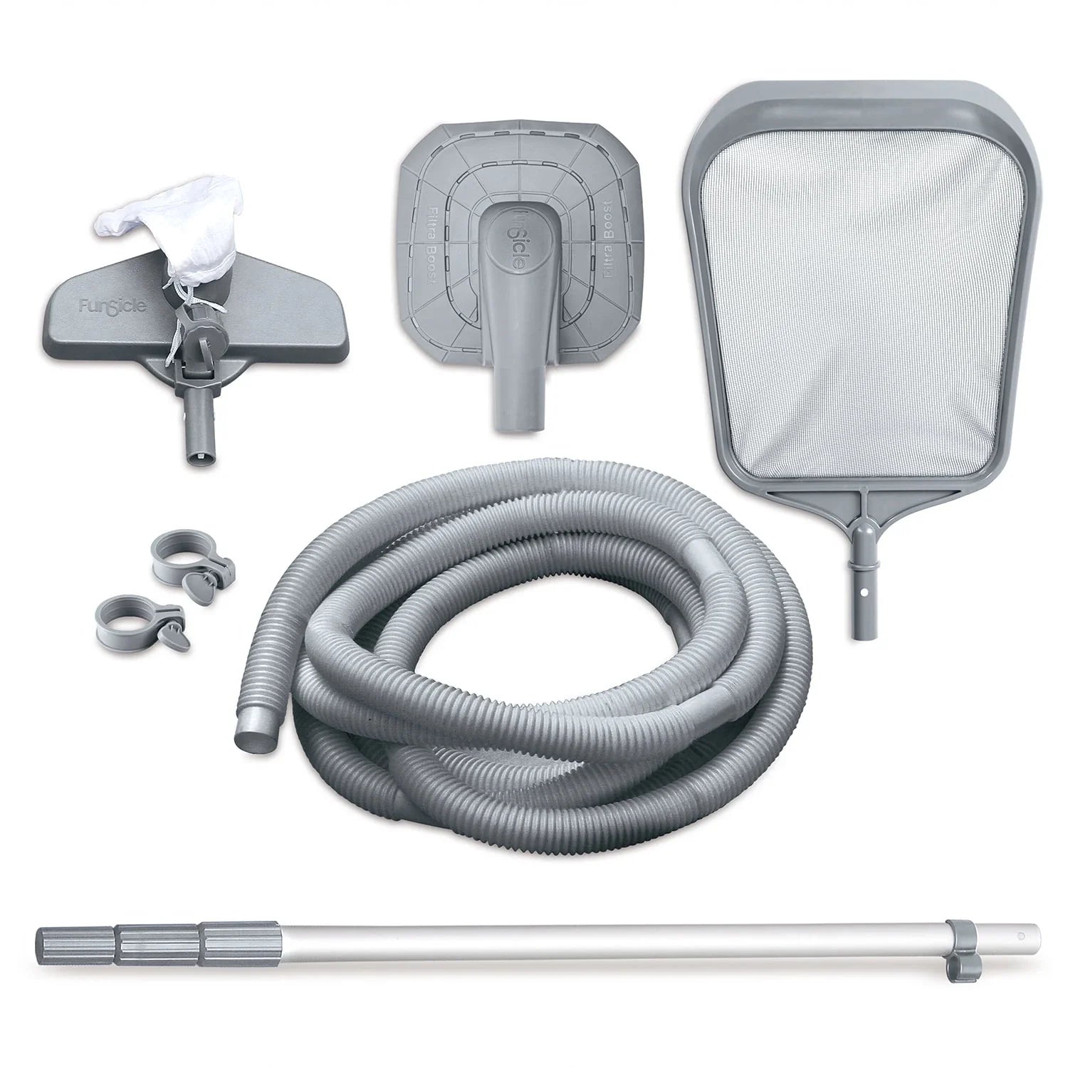 Funsicle Oasis Above Ground Metal Frame Swimming Pool Set – with FB1200S AutoSkimmer Pump, Ladder, Cover, Cloth & Deluxe Maint. Kit, 14' x 48", Round, Gray