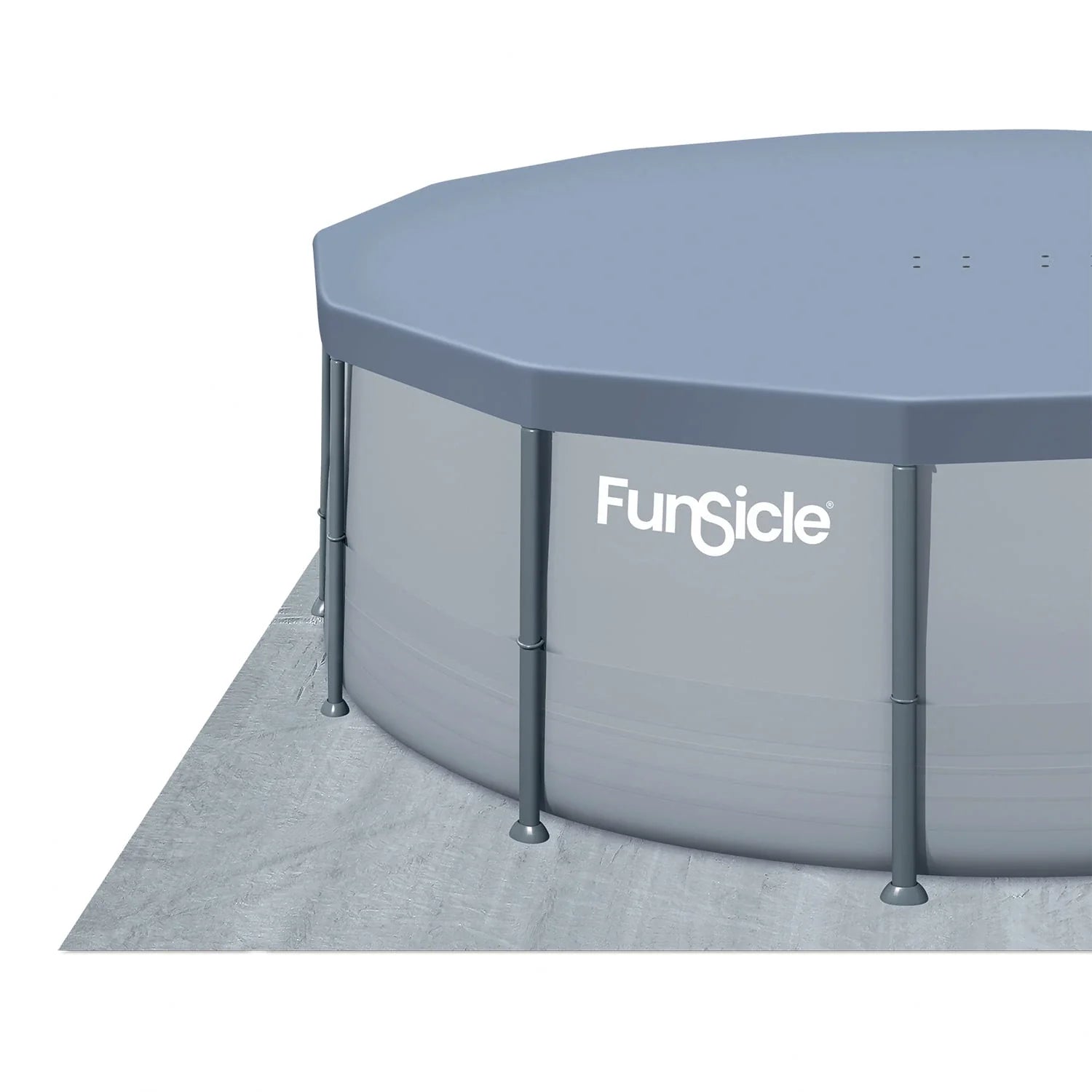 Funsicle Oasis Above Ground Metal Frame Swimming Pool Set – with FB1200S AutoSkimmer Pump, Ladder, Cover, Cloth & Deluxe Maint. Kit, 14' x 48", Round, Gray
