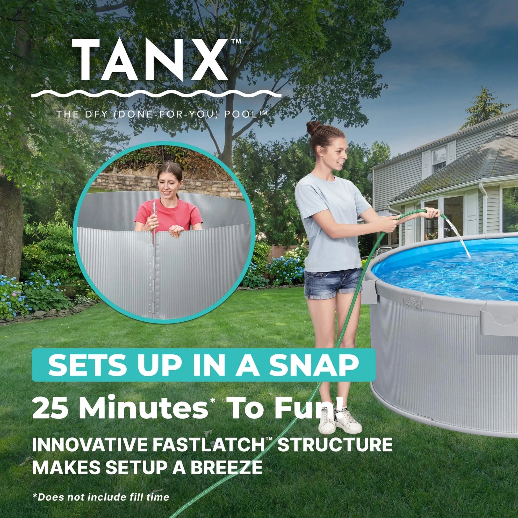 Bestway TANX 6' x 24" Round Above Ground Stock Tank Metal-Walled Above Ground Pool, All-in-One Set