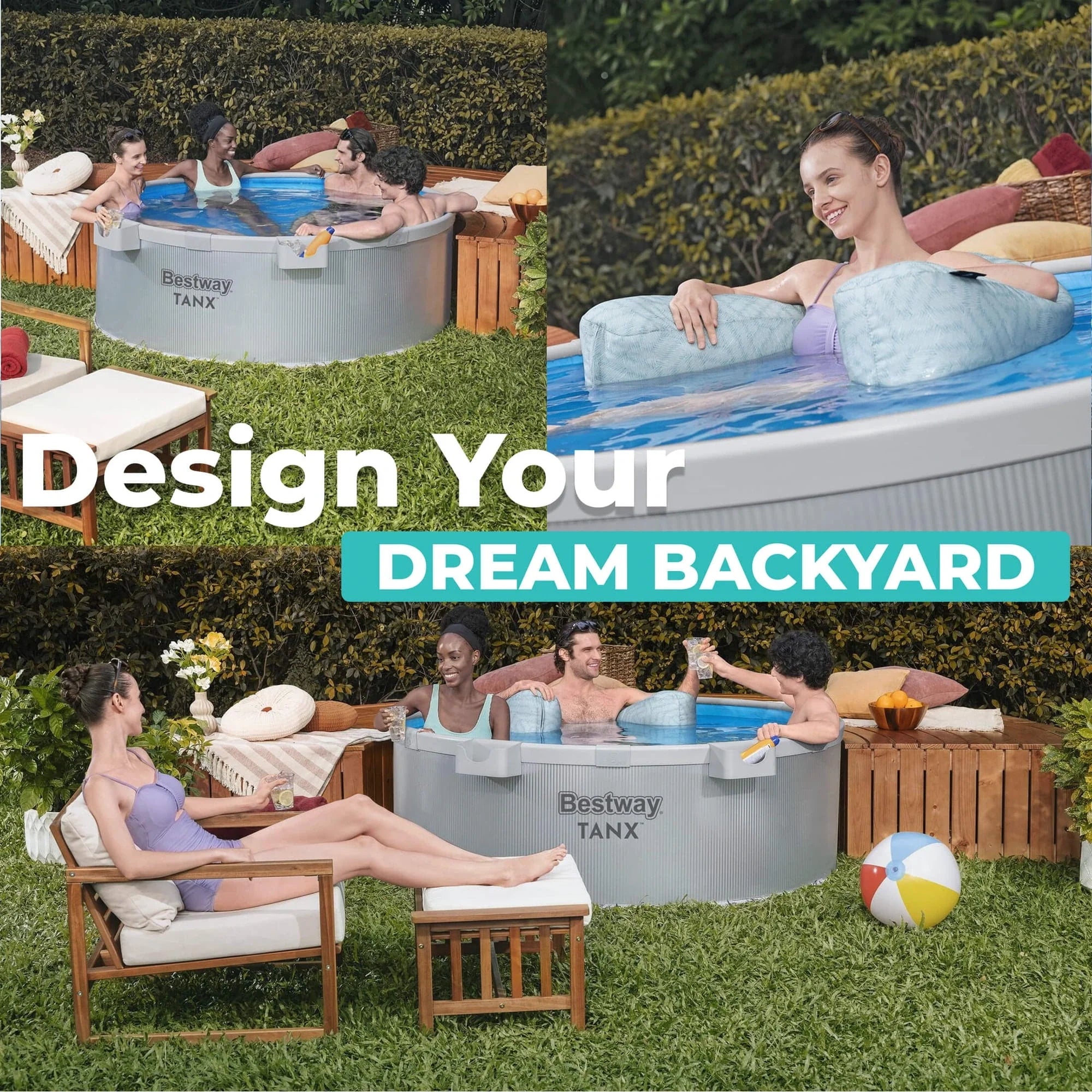 Bestway TANX 6' x 24" Round Above Ground Stock Tank Metal-Walled Above Ground Pool, All-in-One Set