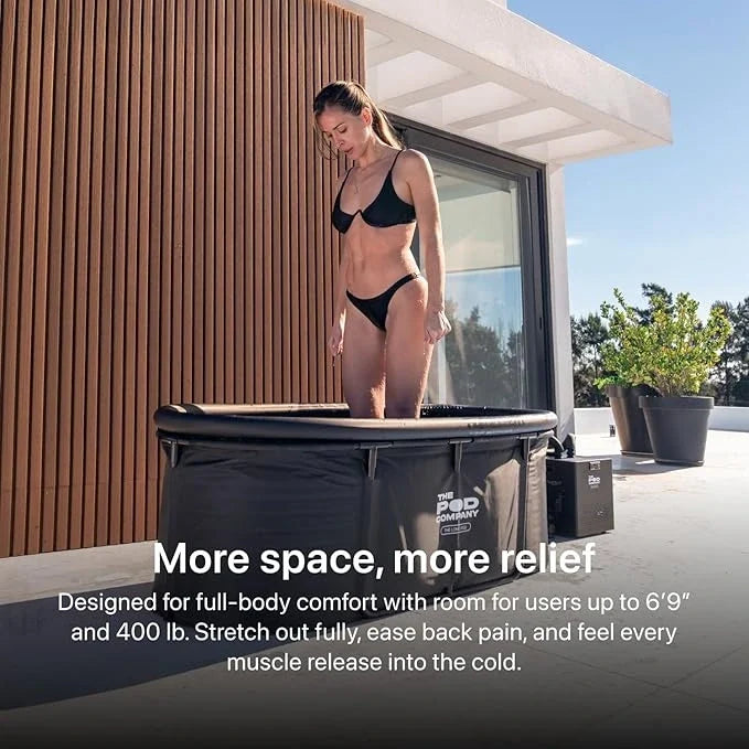 The Pod Company Long Pod Cold Plunge – 126-Gallon Extra-Large Inflatable Ice Bath Tub for Cold Water Therapy – Full-Body Stretch Design, Insulated & Water Chiller Compatible