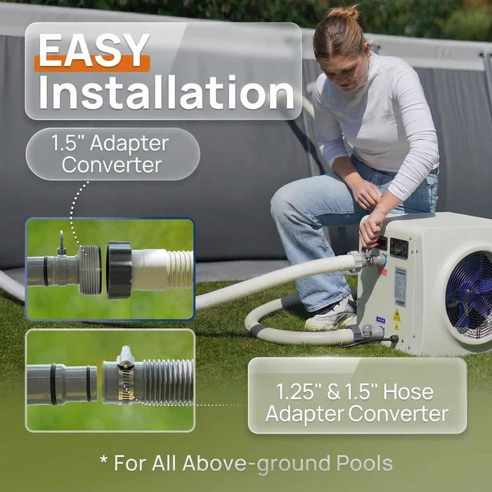 AQUASTRONG MINI Heat Pumps, Up to 18,000 BTU Inverter, for Pools up to 6,500 Gallons, 115V