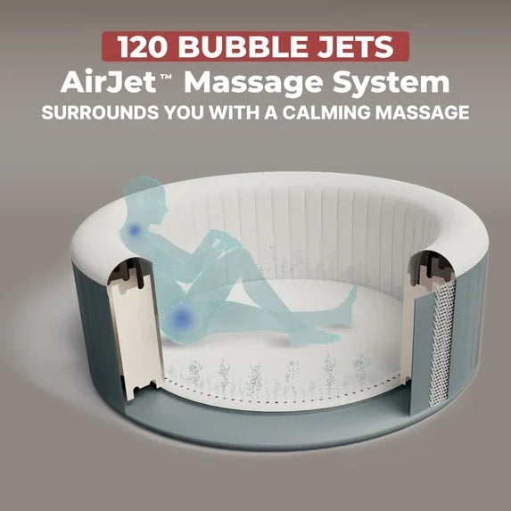 Coleman SaluSpa Bahamas AirJet 2-4 Person Circle Inflatable Hot Tub with Pump #P08411