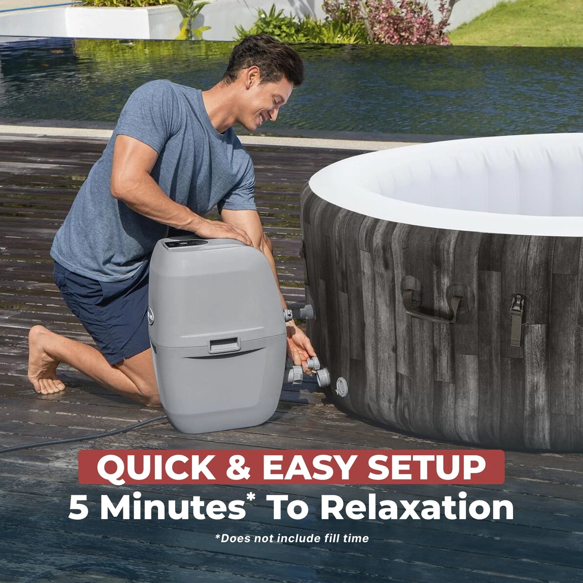 Coleman SaluSpa Bahamas AirJet 2-4 Person Circle Inflatable Hot Tub with Pump #P08411