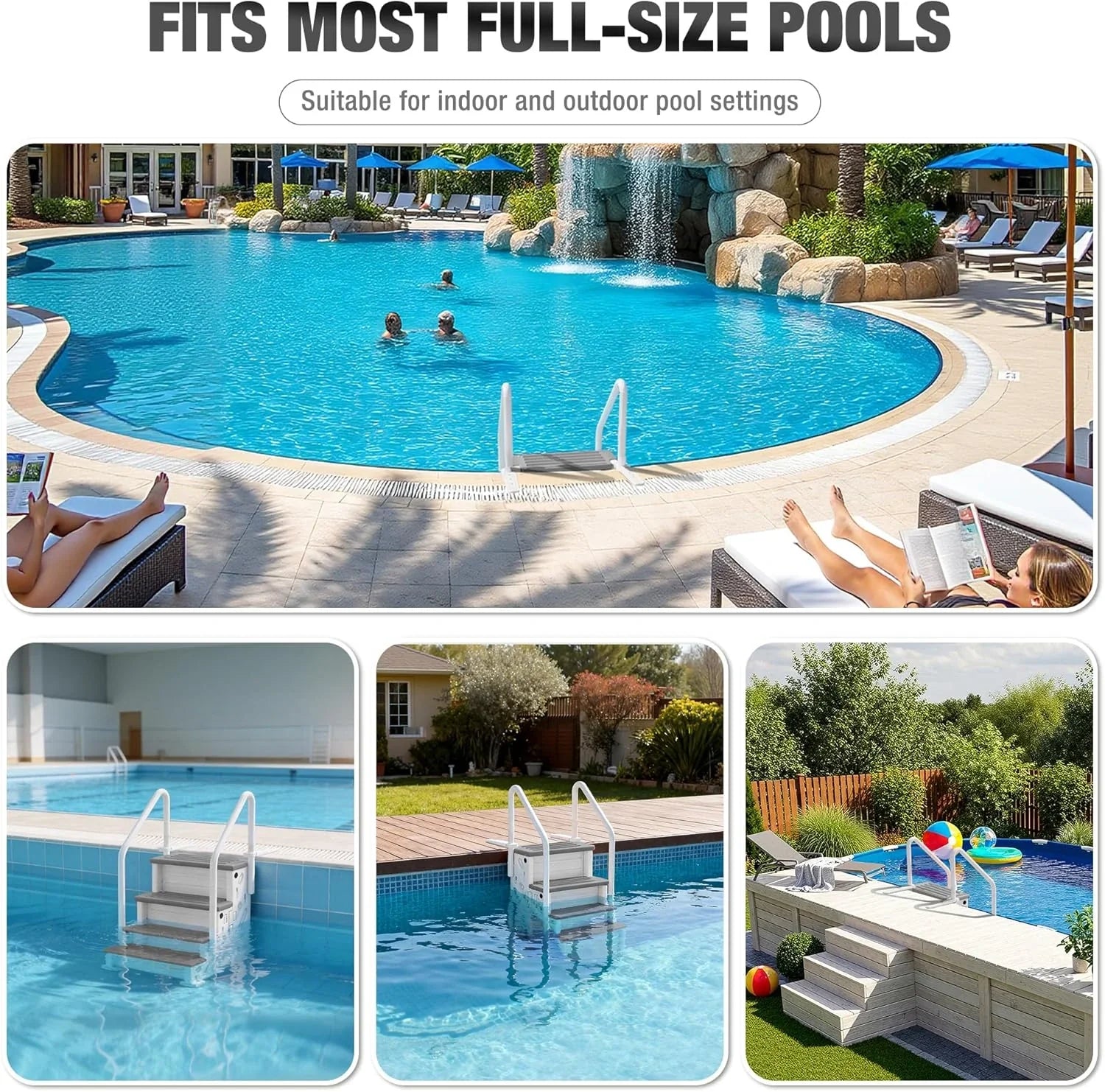 BETISEF Pool Ladder Above Ground, Heavy Duty 4Step Pool Ladder with Dual Handrails and Nonslip Steps, 500 LBS Load Capacity, for 46-58 Inch