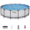 Bestway Steel Pro MAX 15' x 48" Prismatic Stone Pool Set| Durable Construction, Easy Assembly, and All-Inclusive Accessories - above ground pool set with filter pump, ladder, and pool cover