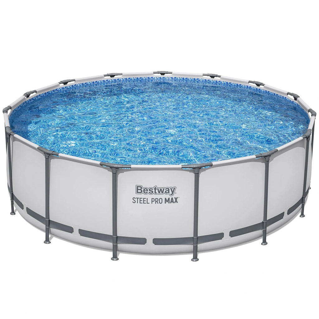 Bestway Steel Pro MAX 15' x 48" Prismatic Stone Pool Set| Durable Construction, Easy Assembly, and All-Inclusive Accessories - above ground pool set with filter pump, ladder, and pool cover