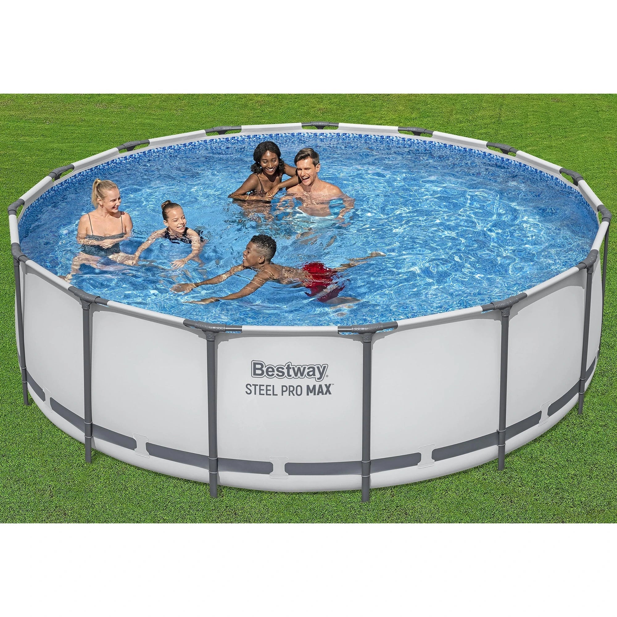 Bestway Steel Pro MAX 15' x 48" Prismatic Stone Pool Set| Durable Construction, Easy Assembly, and All-Inclusive Accessories - above ground pool set with filter pump, ladder, and pool cover