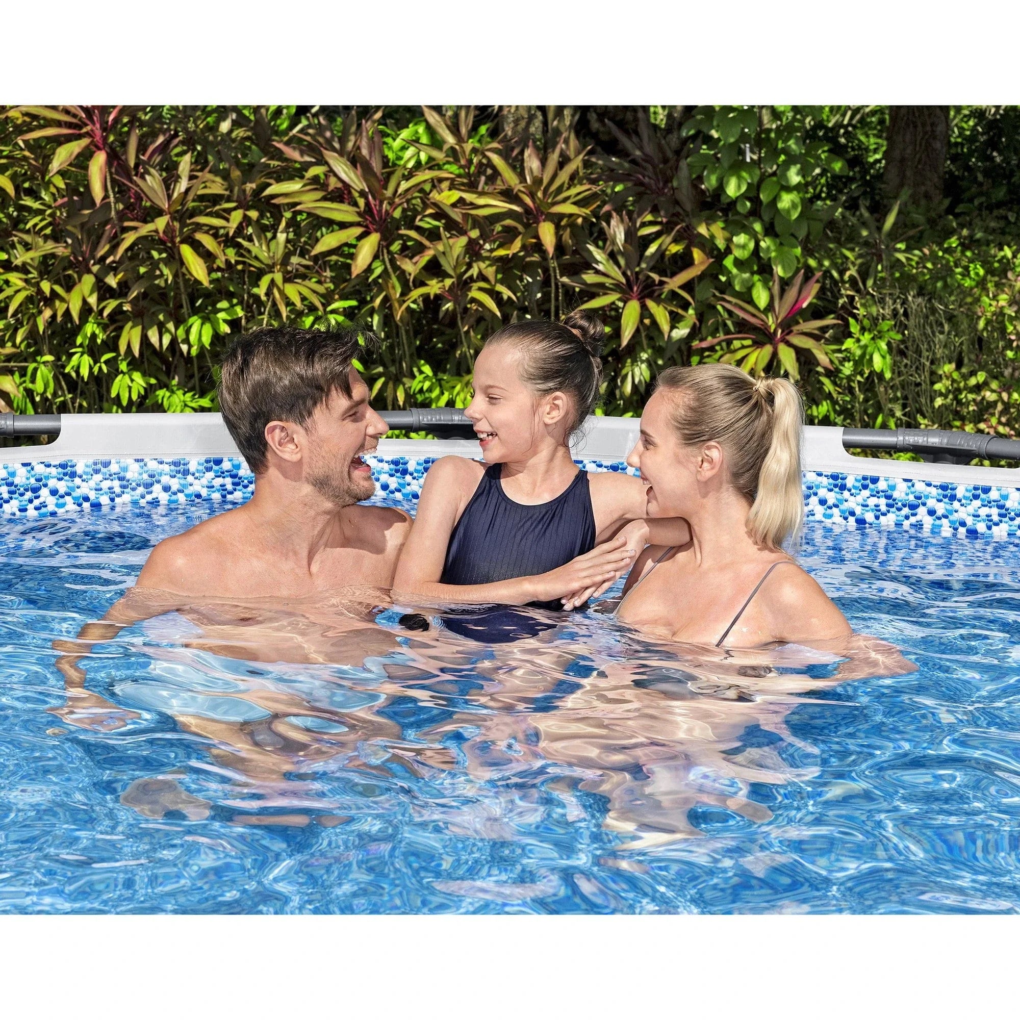 Bestway Steel Pro MAX 15' x 48" Prismatic Stone Pool Set| Durable Construction, Easy Assembly, and All-Inclusive Accessories - above ground pool set with filter pump, ladder, and pool cover