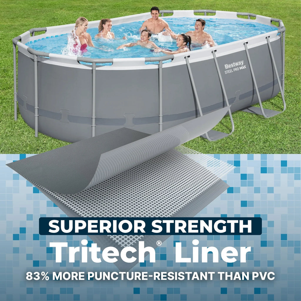 Bestway Steel Pro MAX 14 ft x 8 ft 2 in x 39.5 In, Oval Above Ground Pool Set, Outdoor Frame Swimming Pool