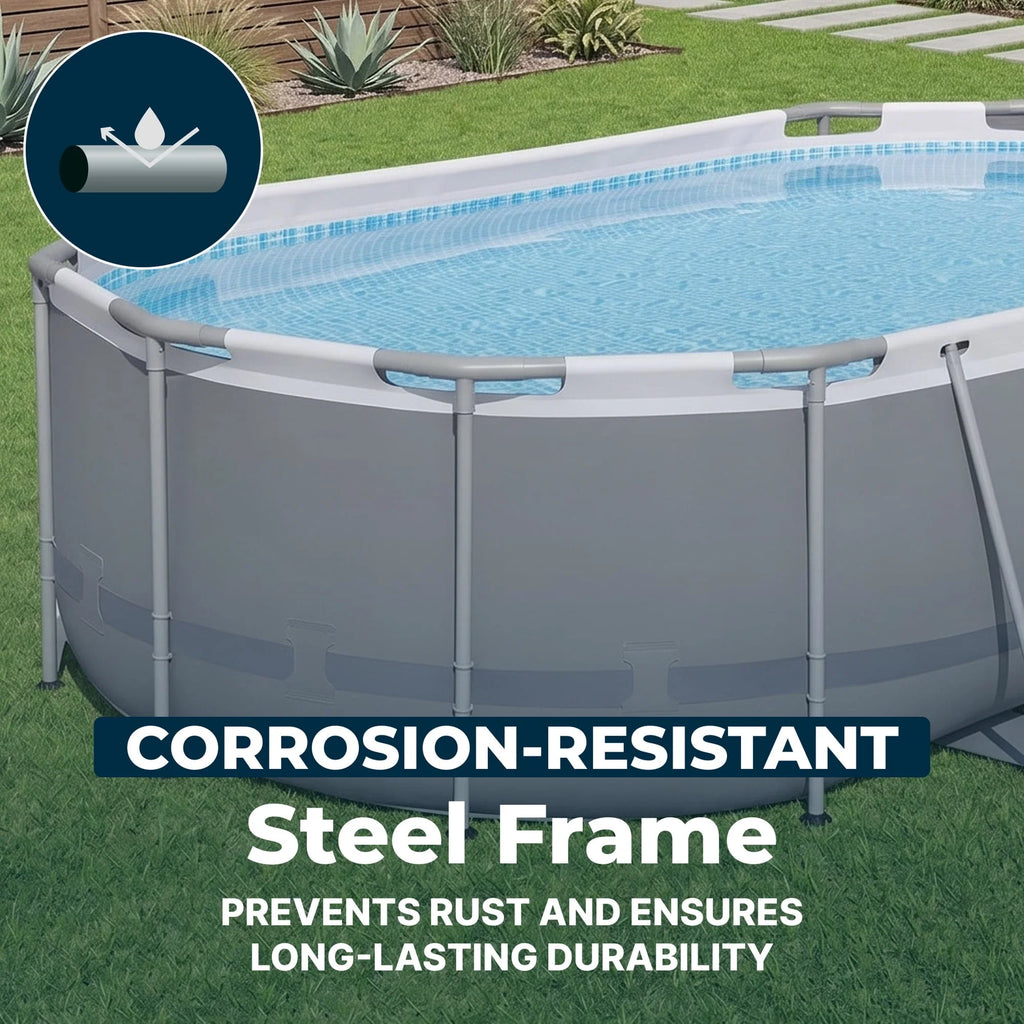 Bestway Steel Pro MAX 14 ft x 8 ft 2 in x 39.5 In, Oval Above Ground Pool Set, Outdoor Frame Swimming Pool
