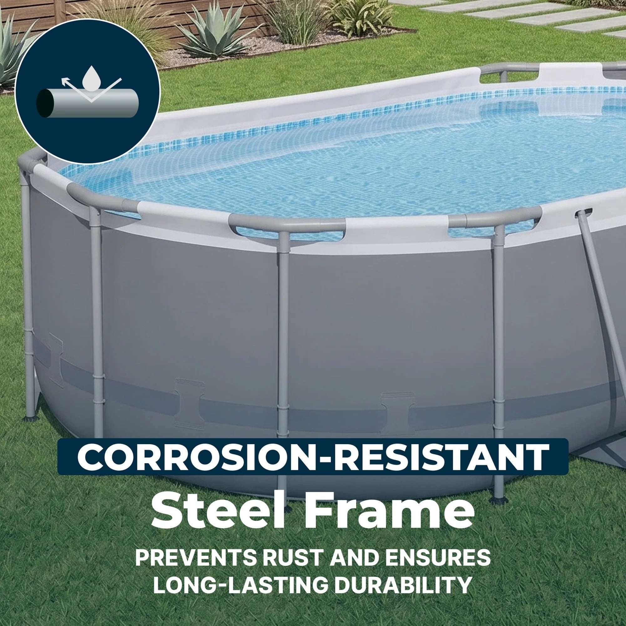 Bestway Steel Pro MAX 14 ft x 8 ft 2 in x 39.5 In, Oval Above Ground Pool Set, Outdoor Frame Swimming Pool