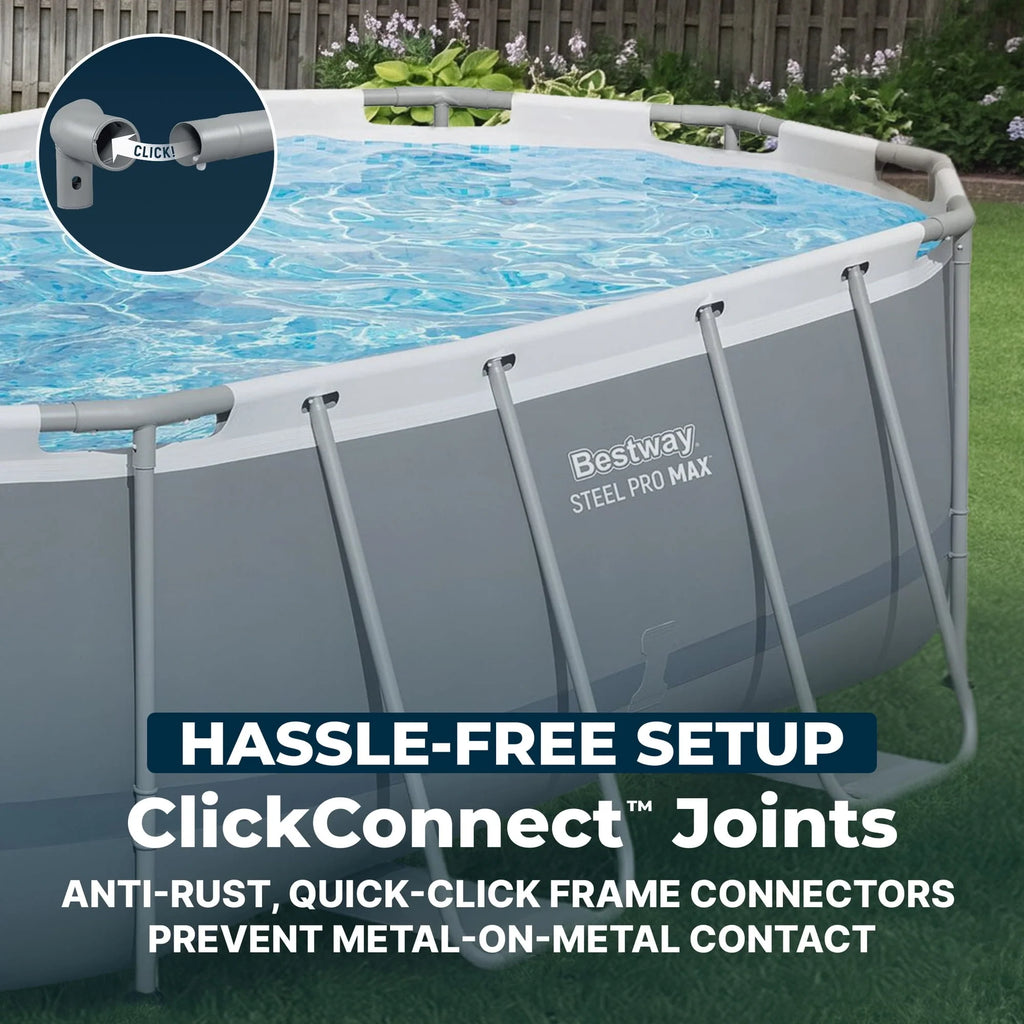 Bestway Steel Pro MAX 14 ft x 8 ft 2 in x 39.5 In, Oval Above Ground Pool Set, Outdoor Frame Swimming Pool